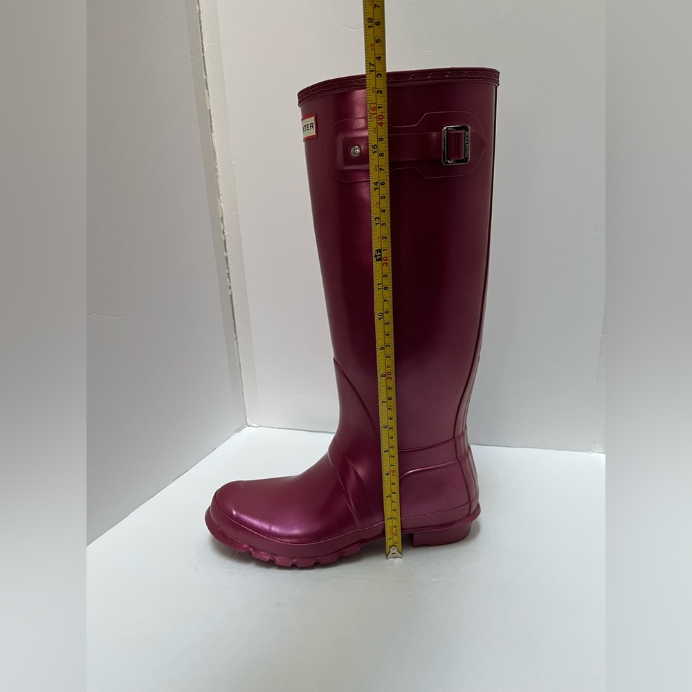 Hunter Womens Nebula Tall Wellington Boots - Hayes Burgundy Size 10 - Picture 7 of 13